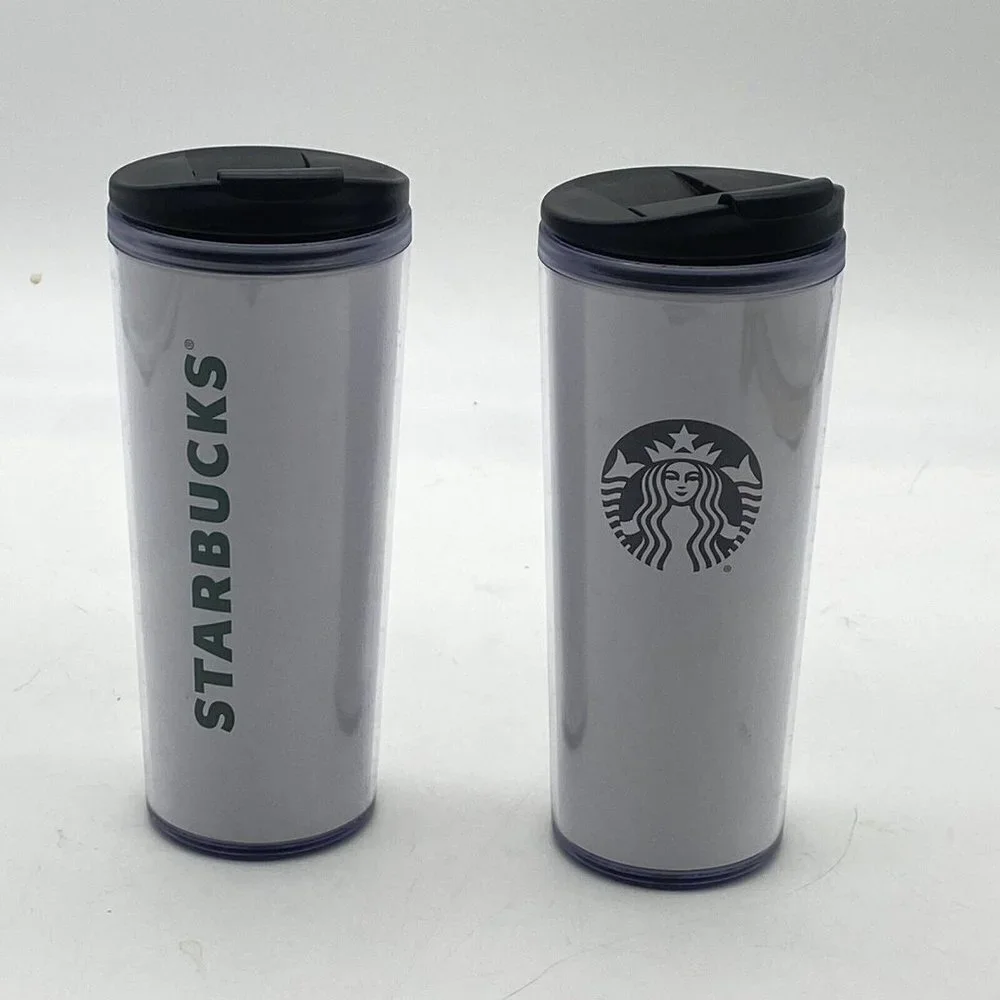 Starbucks‎ Coffee Travel Tumbler Mug 16oz Flip Top Lot of 2 Mermaid Spellout